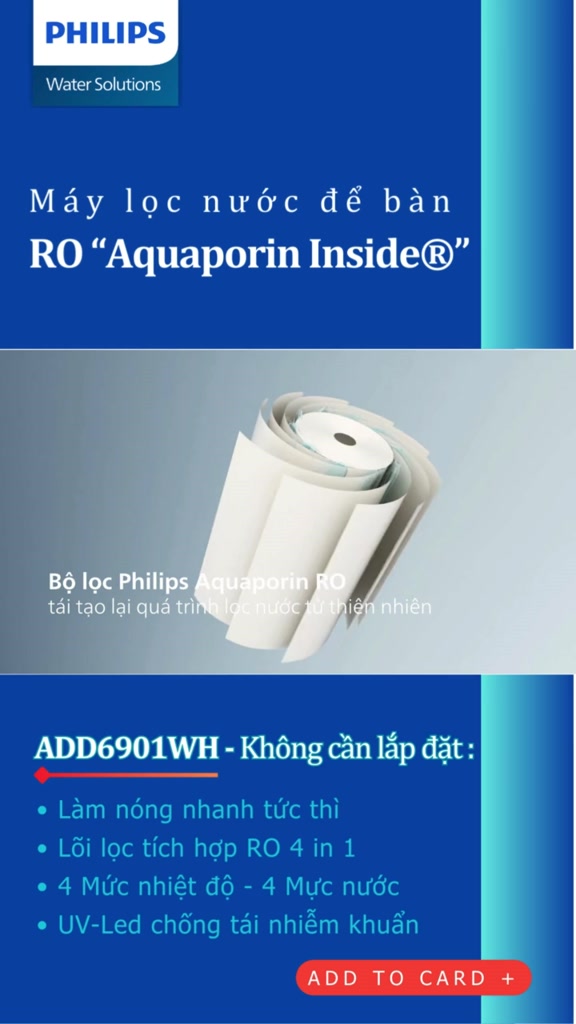 [HÀNG CHÍNH HÃNG] Máy lọc nước RO để bàn PHILIPS ADD6901 màu trắng - Công Nghệ lọc RO Aquaporin Inside®, làm nóng 3s | BigBuy360 - bigbuy360.vn