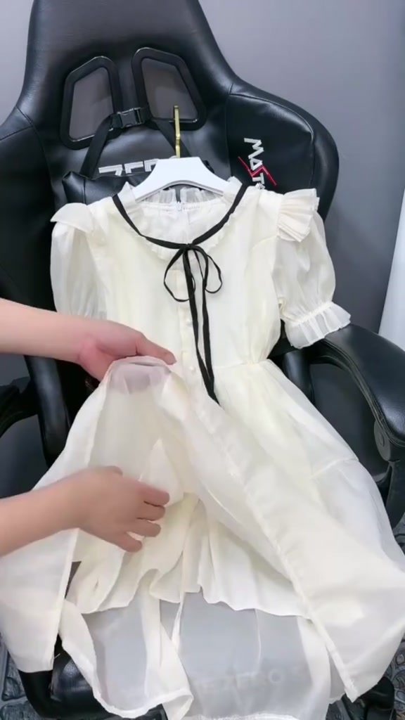 Váy kiểu nữ tiểu thư váy babydoll voan tơ 2 lớp cổ phối đầm nơ xinh xắn đầm công chúa bèo tầng nữ tính V63 SUTANO | BigBuy360 - bigbuy360.vn