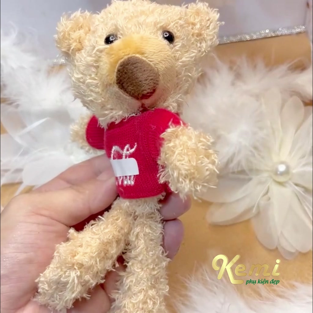 Tag cài trang trí váy áo cao cấp thú nhồi bông gấu Teddy áo đỏ