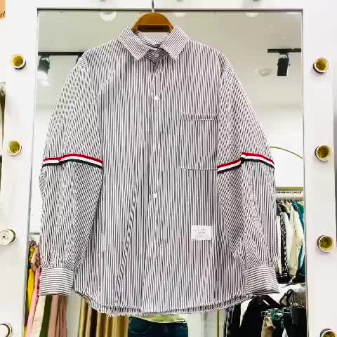 Áo sơ mi nữ tay ngắn và tay dài kẻ đỏ ngang thời trang chất mịn đẹp, thời trang cá tính, thời trang công sở | BigBuy360 - bigbuy360.vn