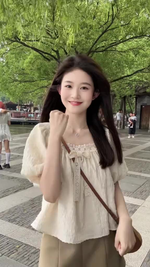 Áo kiểu cổ vuông phối ren lưới màu trơn thời trang babydoll thường ngày cho nữ NATIDE_STORE_FG048 | BigBuy360 - bigbuy360.vn