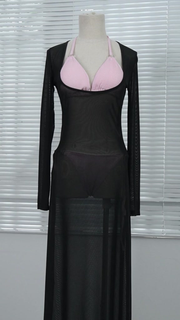 Áo váy lưới dáng dài co giãn tôn body xuyên thấu mặc ngoài bikini đi biển (KHÔNG KÈM BIKINI) <75kg - Mã M03 | BigBuy360 - bigbuy360.vn