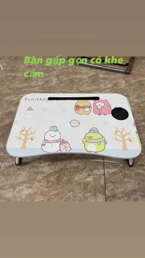 bàn gấp gọn làm việc hoạt hình ngộ nghĩnh cho bé có khe cắm ipad và khe đựng ly nước | BigBuy360 - bigbuy360.vn
