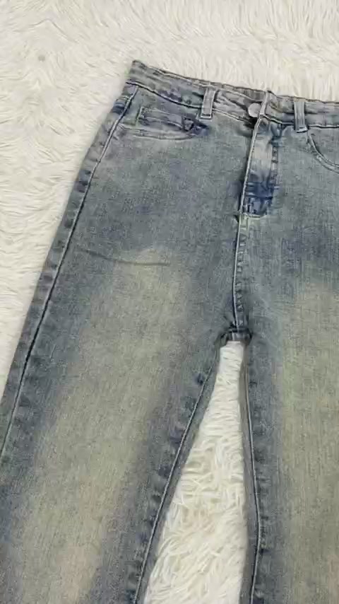 quần bò co giãn ống loe tua gấu phủ bạc - quần jeans tua gấu | BigBuy360 - bigbuy360.vn