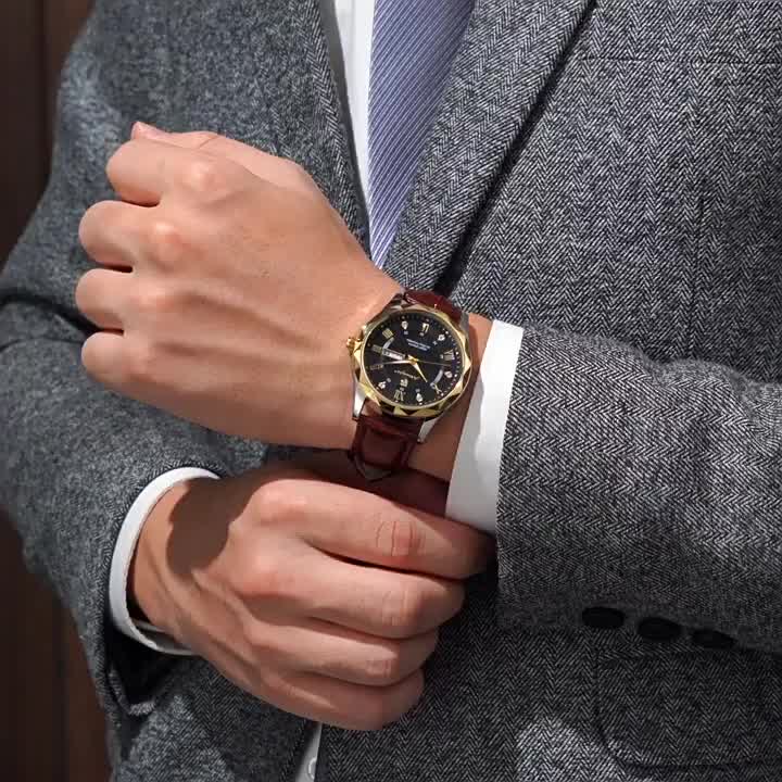 Đồng hồ nam POEDAGAR 615 dây da cao cấp chính hãng mặt kính cường lực, chống nước, dạ quang sang trọng | BigBuy360 - bigbuy360.vn