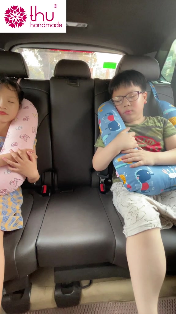 Gối Ôm Ô Tô Cho Bé, Gối Chữ U Vải Thô Cotton 100% Êm Ái, Đi Xe Thoải Mái Chặng Dài