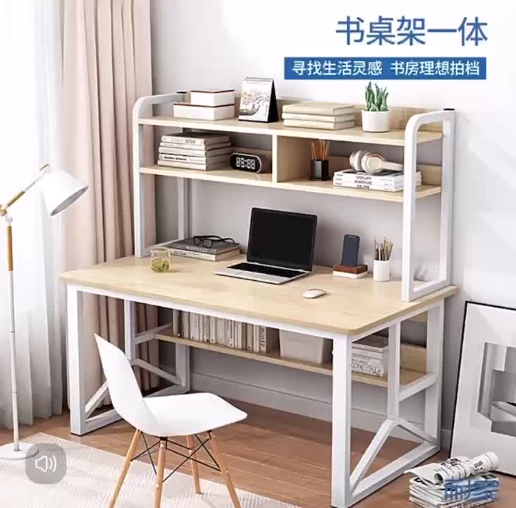 Bàn học kệ sách gỗ mdf, mặt bàn bo góc an toàn cho bé, bàn làm việc 1m2 chân sắt cứng cáp chịu tải 200kg [U4 KS] | BigBuy360 - bigbuy360.vn