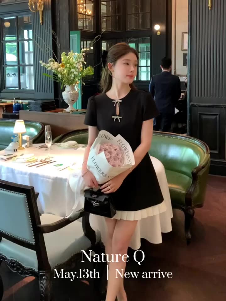 Váy nữ xinh tiểu thư sang chảnh, đầm nữ dự tiệc phong cách Hàn Quốc