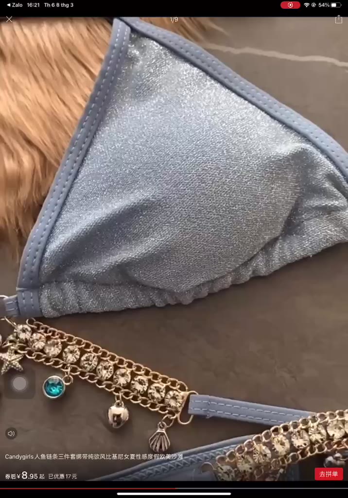 Set bộ đồ bơi bikini 3 chi tiết có đệm ngực thiết kế buộc dây gợi cảm phối dây đá bling bling HMH BKN10 | BigBuy360 - bigbuy360.vn