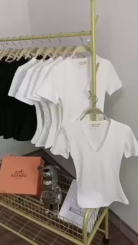 Áo thun nữ tay ngắn trơn dáng ôm cổ tim tay ngắn chẩt thun cotton co giãn MÃ525 | BigBuy360 - bigbuy360.vn