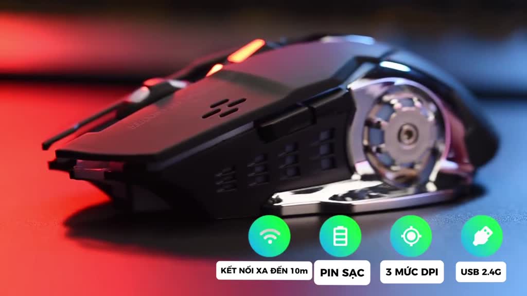 Chuột Không Dây Gaming Wolf X8 LED 7 Màu RGB, Pin Có Thể Sạc Dùng Cực Lâu, Chuột Chơi Game Không Dây | BigBuy360 - bigbuy360.vn