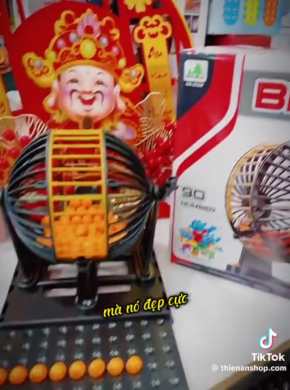 Cờ Lô Tô 90 Số BINGO HỘP ĐỎ NHIỀU SIZE - Lồng Quay Lô Tô Nhựa