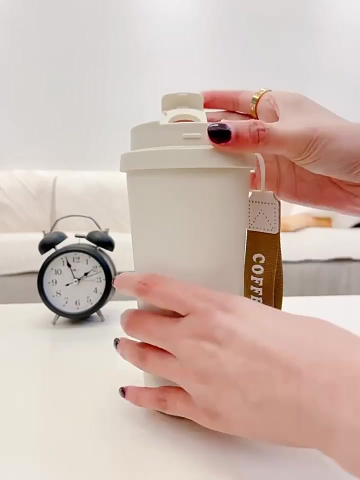 Ly giữ nhiệt tráng sứ cà phê dung tích 530ml, thiết kế mới tối giản, tiện lợi có ống hút | BigBuy360 - bigbuy360.vn