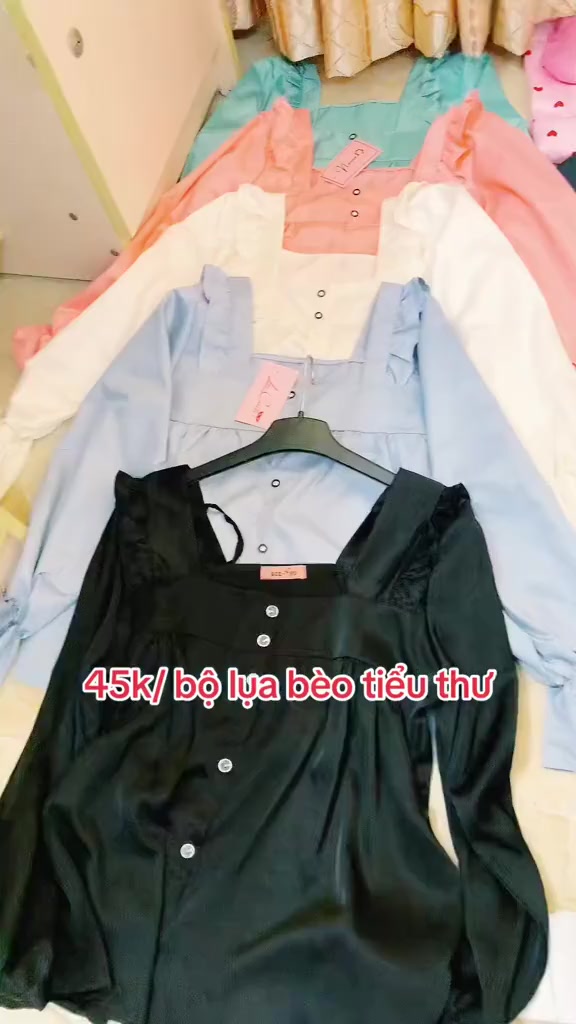 Set đồ lụa kate bèo nhún