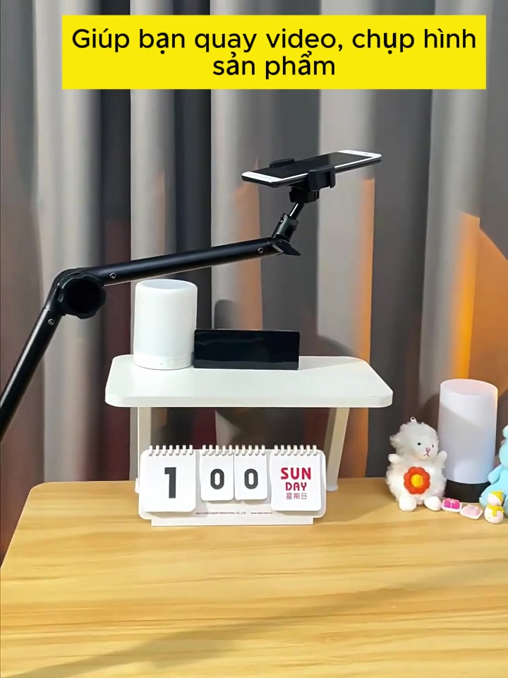 Giá đỡ điện thoại kẹp trên bàn, đầu giường bằng kim loại