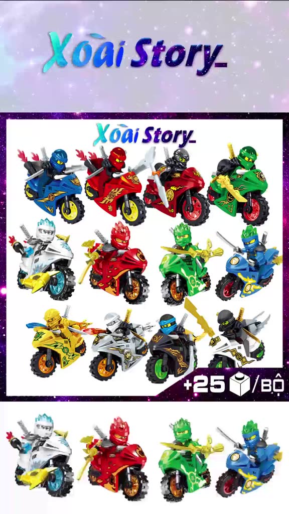 Đồ chơi Mô hình nhân vật ninja cùng moto 8 mẫu nhân vật (tách set YZ7005)
