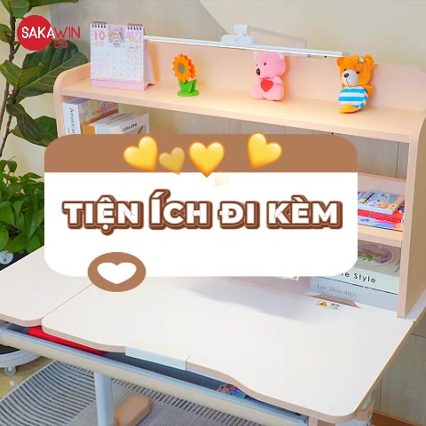 Bộ bàn học sinh thông minh Sakawin Pro100 Gỗ tự nhiên cao cấp, Mặt bàn xẻ đôi size 100cm | BigBuy360 - bigbuy360.vn