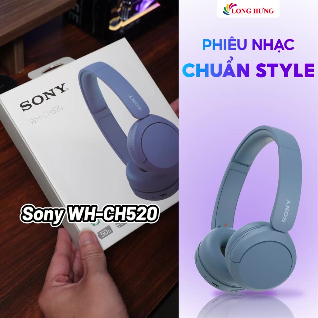 Tai nghe chụp tai Bluetooth Sony WH-CH520 - Hàng chính hãng | BigBuy360 - bigbuy360.vn