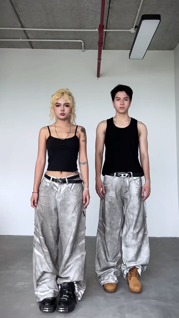 Bad Choices | Quần Jean Shark Fin Wide-Leg ống rộng Wash màu Streetwear Style | BigBuy360 - bigbuy360.vn