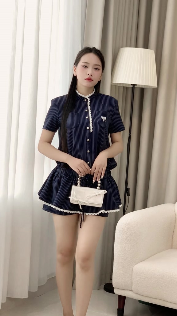 Set jumpsuit nữ sang chảnh, set bộ áo váy liền quần thêu nơ Linly Store J-JS2 | BigBuy360 - bigbuy360.vn
