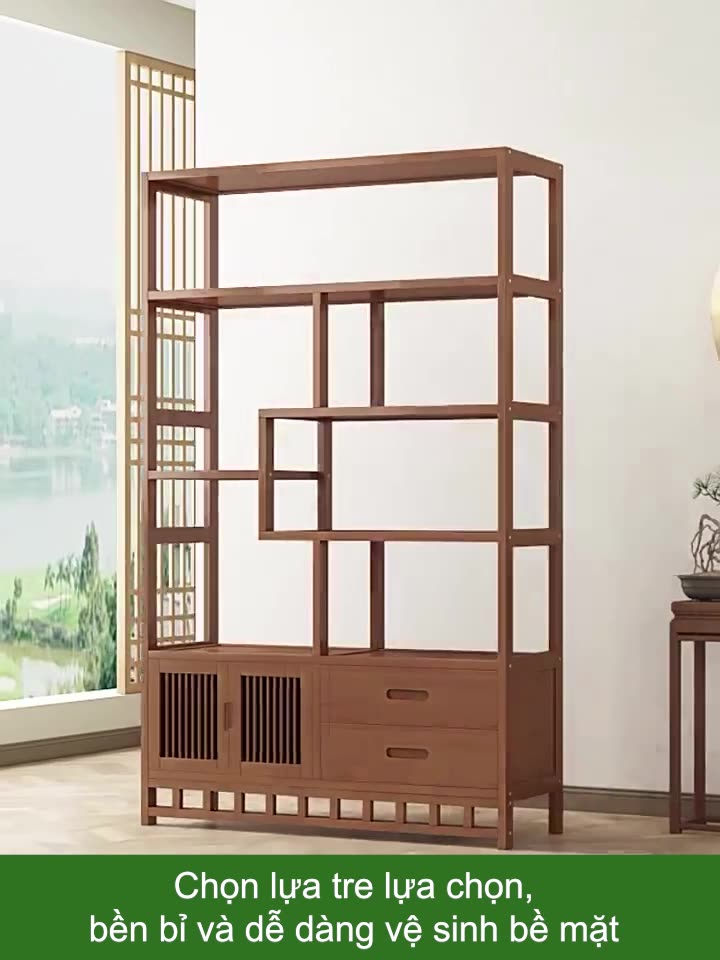 HEINO Kệ Gỗ Tre Trưng Bày Kệ Sách Để Sàn Nhiều Ngăn Hiện ĐạiKệ Để Đồ Decor Phong Cách Vintage Cổ Điển | BigBuy360 - bigbuy360.vn