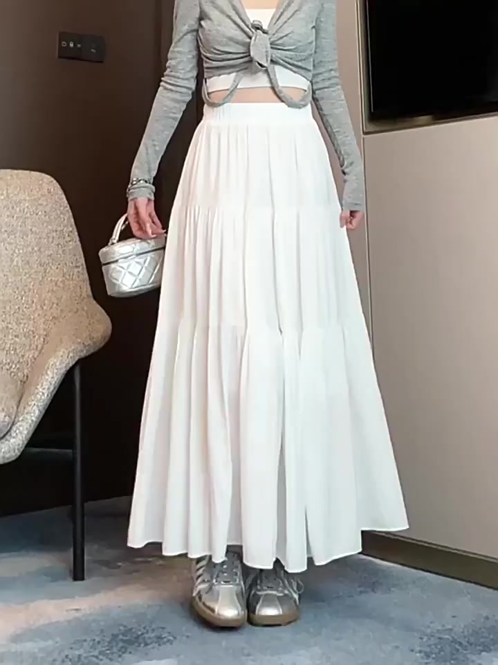 Chân váy tiểu thư xoè dáng dài