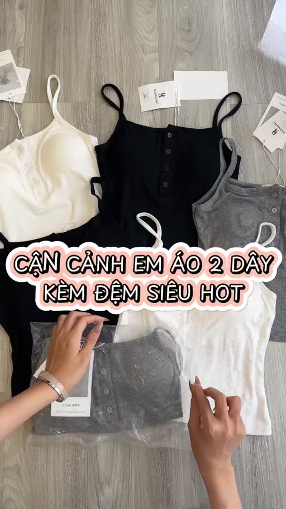 [KÈM MÚT NGỰC] áo hai dây phối cúc trước kèm mút ngực trong dáng ôm vạt bầu áo tank top 2 dây hottrend A191 SUTANO | BigBuy360 - bigbuy360.vn