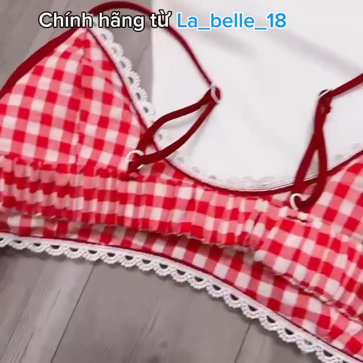 Set Áo nữ 2 dây Trắng kèm CORSET Bra caro đỏ sexy dễ thương La_belle_18 | BigBuy360 - bigbuy360.vn