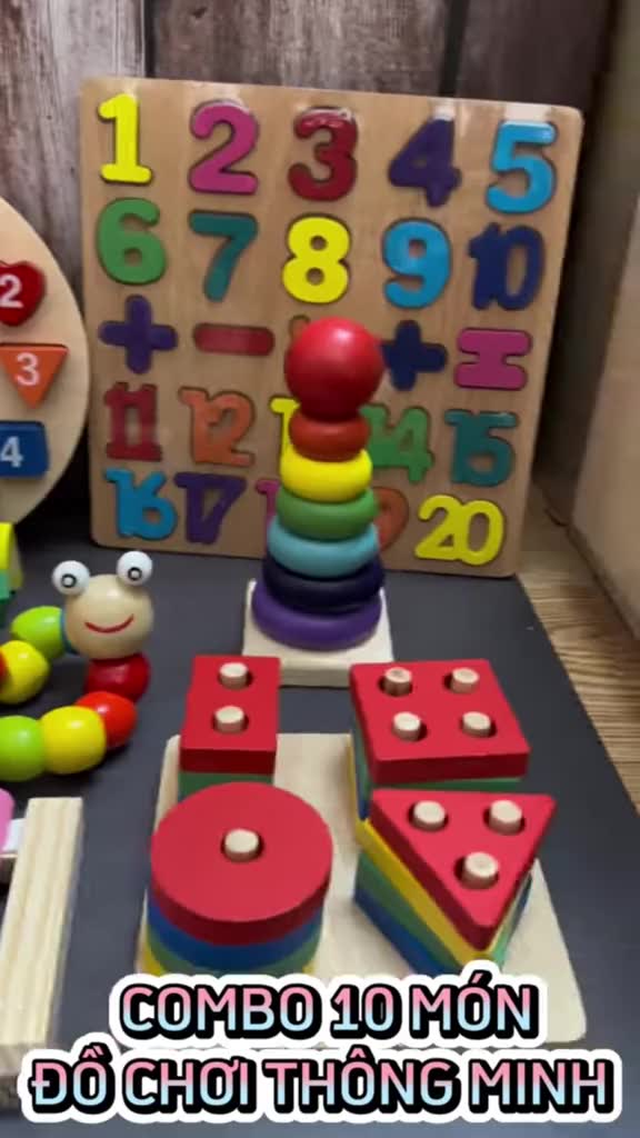 Combo 10 món đồ chơi thông minh xếp gỗ cho bé