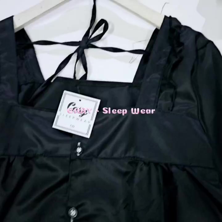 Pijama tay dài cổ vuông tiểu thư