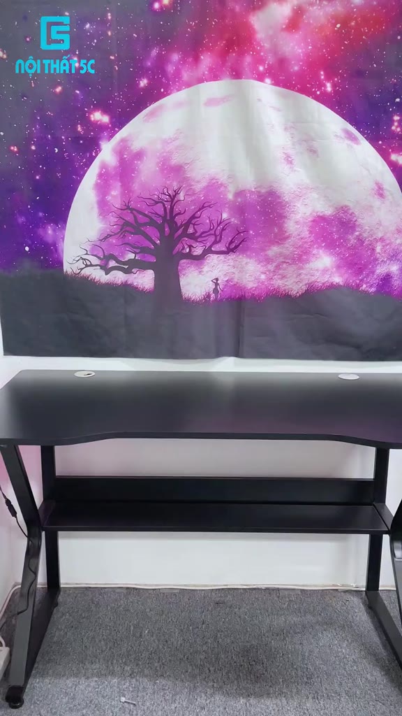 Bàn làm việc chân chữ K cong kèm kệ lửng, bàn gaming giá xưởng chân sắt 2x4cm sơn tĩnh điện chắc chắn lắp ráp dễ dàng | BigBuy360 - bigbuy360.vn