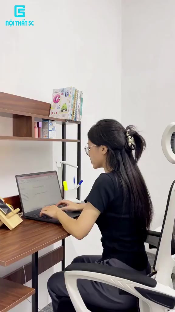 Bàn học kèm giá sách khung sắt mặt gỗ MDF dễ lau chùi, bàn làm việc liền kệ 2 tầng thiết kế phong cách hiện đại | BigBuy360 - bigbuy360.vn