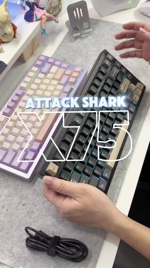 Bàn Phím Cơ Ko Dây Bluetooth Nhôm CNC Attack Shark X75 Cao Cấp Full LED RGB Cho Máy Tính Laptop | BigBuy360 - bigbuy360.vn