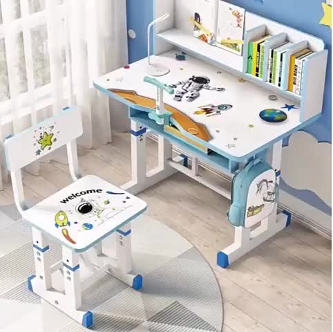 bàn học cho bé có thể nâng lên Trẻ Em Bàn Học Màu Xanh Hồng Có Ngăn Kéo Bàn Viết Học Sinh Tablelf | BigBuy360 - bigbuy360.vn