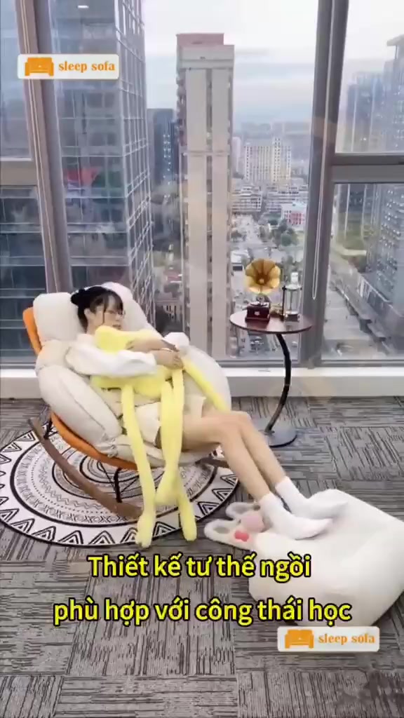 Ghế Thư Giãn SLEEP.shop Ghế Bập Bênh Thư Giãn Hình Vỏ Trứng  Liệu Chân Gỗ Khung Lõi Sắt Phủ Da Lộn | BigBuy360 - bigbuy360.vn