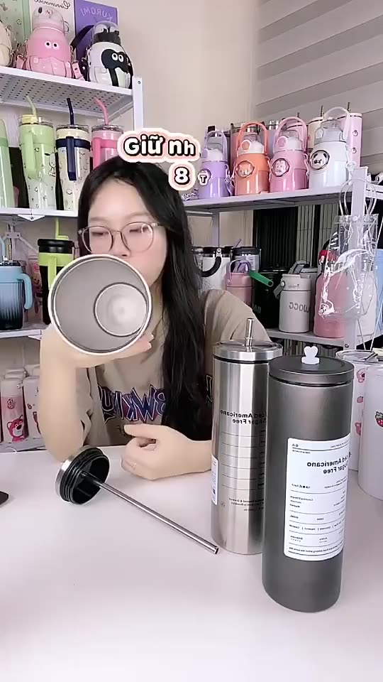 Bình giữ nhiệt iced americano inox 304 DÁNG CAO, ly giữ nhiệt dáng cao có ống hút tiện lợi | BigBuy360 - bigbuy360.vn