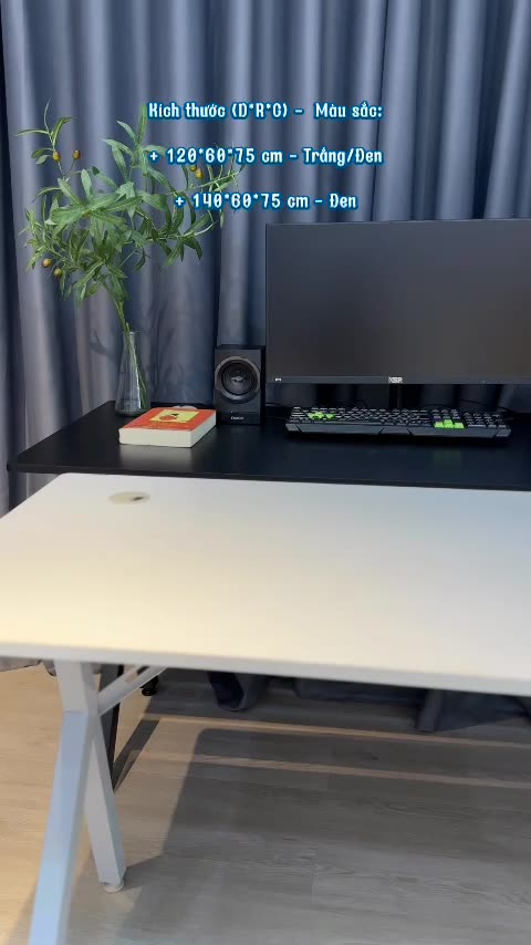 Bàn gaming làm việc tại nhà văn phòng kèm kệ lửng NỘI THẤT Q86 mặt gỗ 1m2, 1m4 chân sắt 4x4cm sơn tĩnh điện | BigBuy360 - bigbuy360.vn