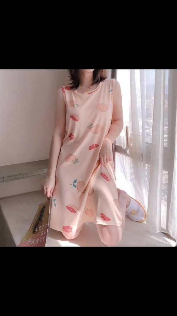 Váy ngủ đầm ngủ váy mặc ở nhà có đệm ngực dễ thương chất thun Cotton thoáng khí mềm mại nhiều màu | BigBuy360 - bigbuy360.vn