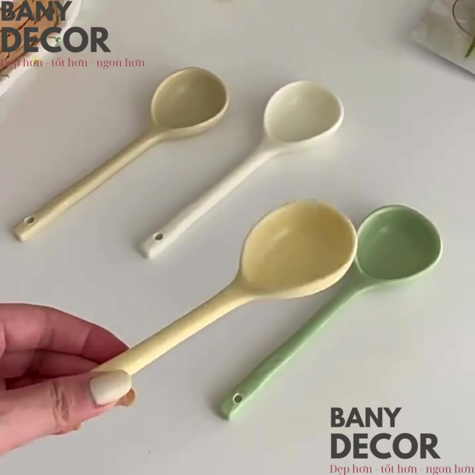 Muỗng Gốm Sứ, Muỗng Cà Phê, Muỗng Nhỏ Nhiều Màu Pastel Dễ Thương - Nhỏ Gọn Tiện Lợi - Bany Decor
