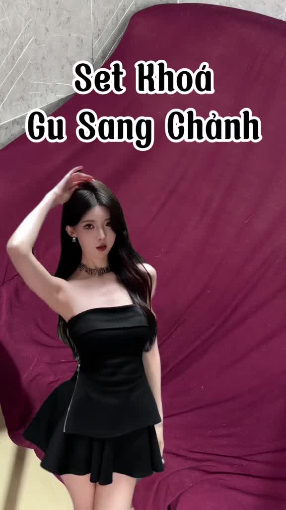 Set áo cúp ngực xẻ tà kéo khóa bên hông kèm chân váy xòe dáng ngắn sang chảnh phù hợp đi tiệc CATCHY | BigBuy360 - bigbuy360.vn