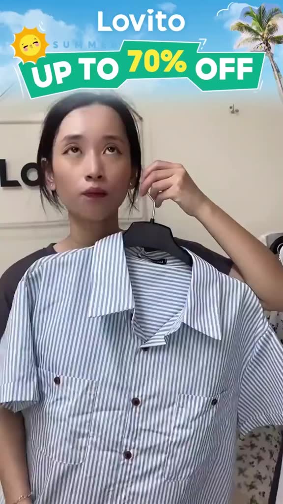 Lovito Áo sơ mi nữ kiểu kẻ sọc cài cúc phía trước thường ngày cho nữ LNE24126 (Nhiều màu) | BigBuy360 - bigbuy360.vn