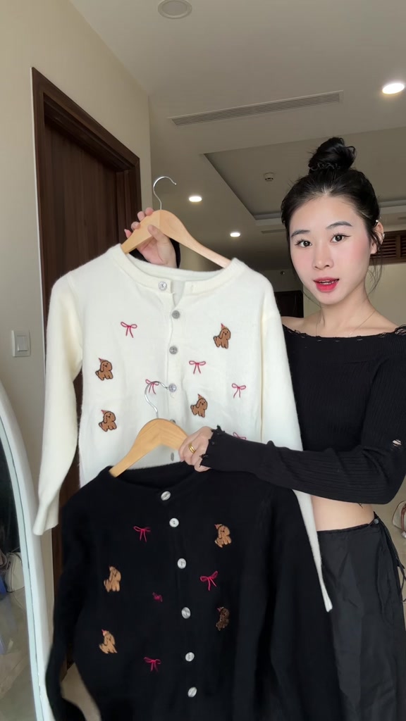 Áo Cadigan Len Lông Thỏ, Áo Len Dệt Kim Hoạ Tiết Thêu Chó Mũ Kèm Nơ Chất Mềm Phong Cách Hàn Quốc Dễ Thương Shopquacam | BigBuy360 - bigbuy360.vn