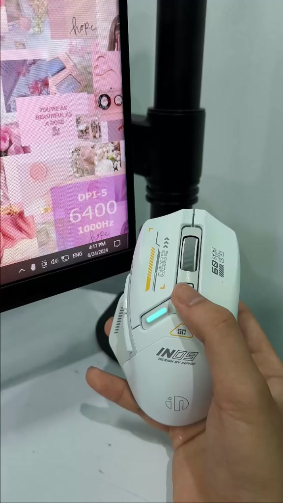 Chuột không dây gaming SIDOTECH INPHIC IN9 bluetooth 3 mode pin sạc có app 6 nút 1000hz máy tính led RGB hiển thị pin | BigBuy360 - bigbuy360.vn