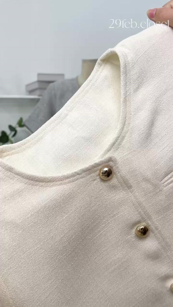 Áo Blazer Cổ Tròn Nữ Dáng Lửng Cộc Tay Họa Tiết Túi Cơi Trước Nữ Tính Dáng Hàn Quốc- 29feb.closet - A472 | BigBuy360 - bigbuy360.vn