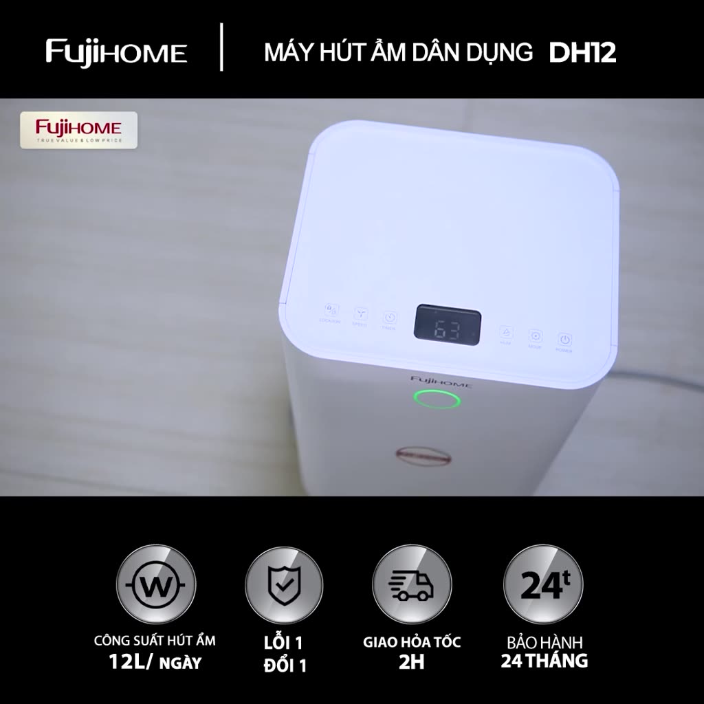 Máy hút ẩm lọc không khí 40m2 FUJIHOME