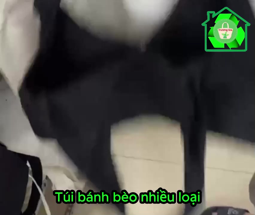 Túi vải canvas thiết kế bánh bèo có túi ngoài màu be - màu đen cho các bé đi học đựng gạo đựng đồ cá nhân