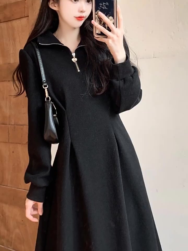 Váy dài tay polo basic Tuvada, XẢ 15K váy thu đông dáng dài, đầm dài tay nữ dáng dài - VPL137 | BigBuy360 - bigbuy360.vn