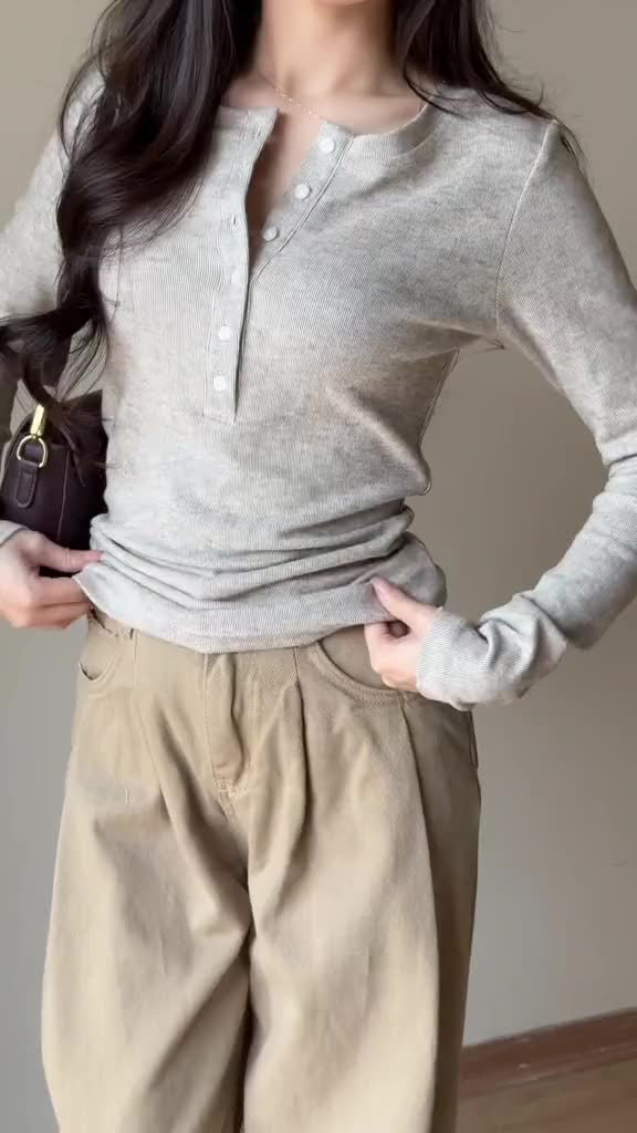 Áo thun dài tay cúc xẻ chất thun mịn co giãn Miho House | BigBuy360 - bigbuy360.vn