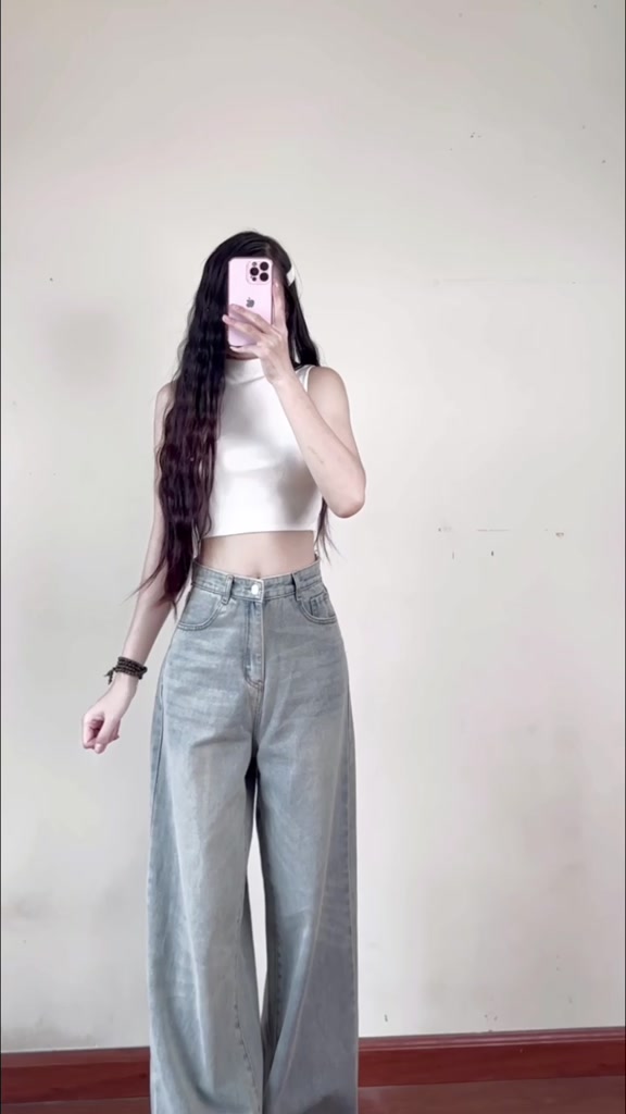 Quần Jean Ống Rộng Hari Quần Bò Ống Suông Cạp Cao Màu Wash Retro | BigBuy360 - bigbuy360.vn