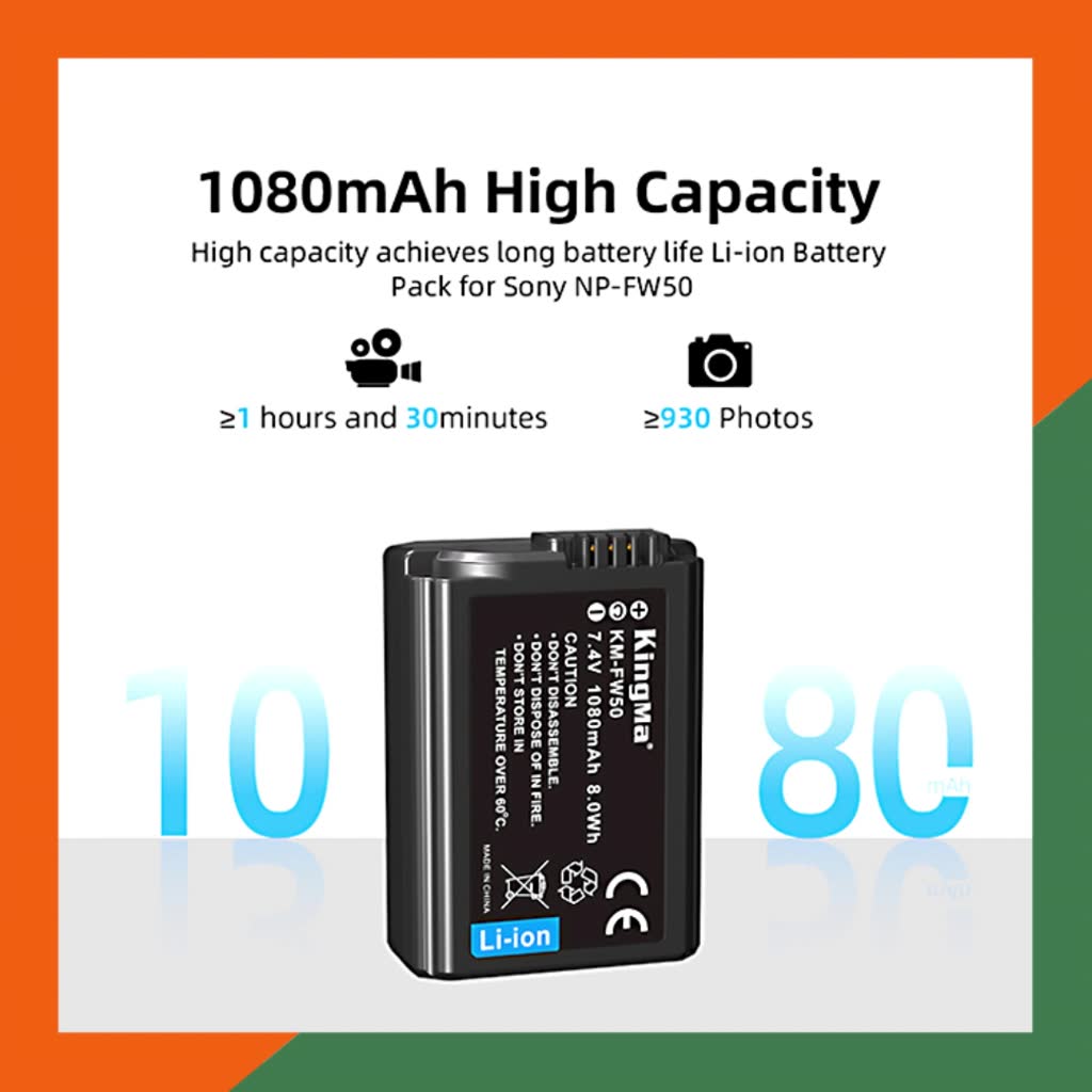 Bộ 2 Pin + Sạc Đôi Kingma NP-FW50 Dùng Cho Máy Ảnh Sony | BigBuy360 - bigbuy360.vn